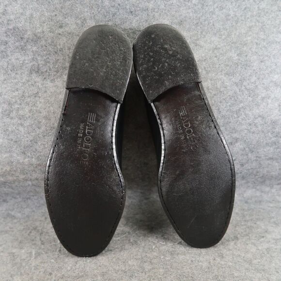 Adolfo Men Adolfo Shoes Mens 9.5 Penny Loafer Slip On Moc Toe Leather Classic Leather Black